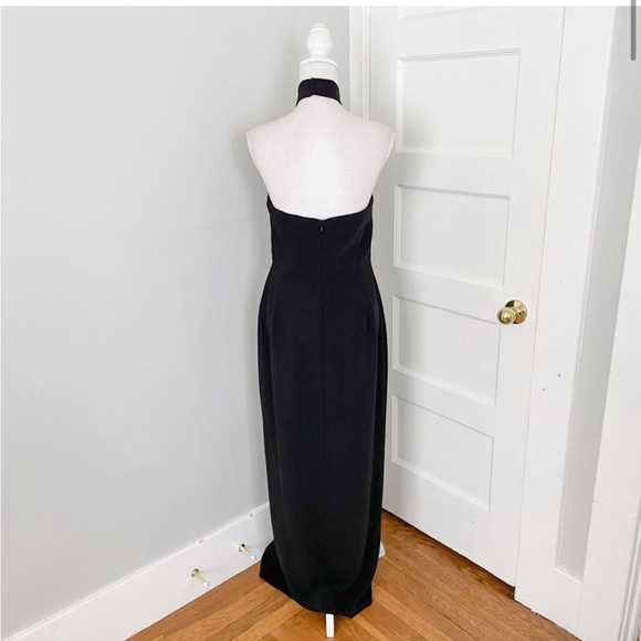Amanda Uprichard Queen Gown Black Halter Long High Slit - Picture 7 of 11